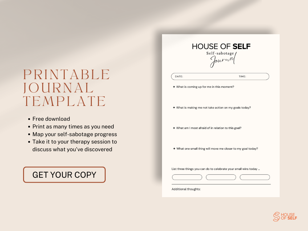 free printable to help map self-sabotage